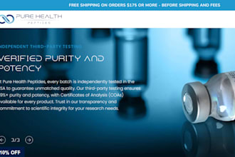 design peptide website supplement store peptide biotech website