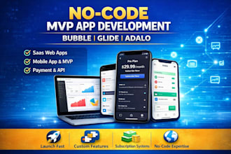 offer bubble io mvp saas web app software developer, glide app adalo app builder