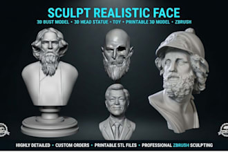 sculpt realistic face 3d bust model 3d head statue toy printable 3d model zbrush