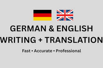 translate german and english texts and write content
