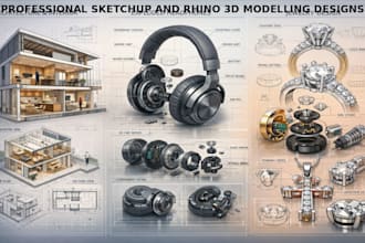 create sketchup and rhinoceros rhino 3d model for architecture products jewerly
