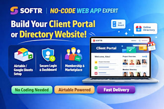 build a no code softr client portal directory or web app with airtable