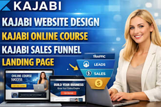 design and setup kajabi funnel, kajabi website, and kajabi online course