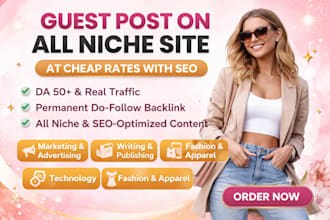 do guest post on all niche site at cheap rates with seo