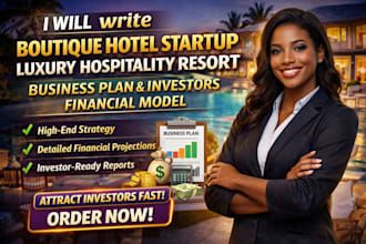 write boutique hotel startup luxury hospitality resort business plan investors