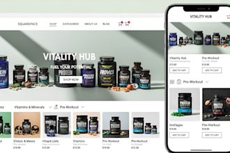 design squarespace supplement store website health supplement fitness supplement