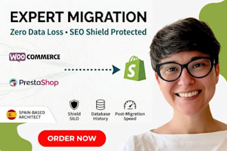 securely migrate your prestashop, woocommerce or ecommerce store to shopify site