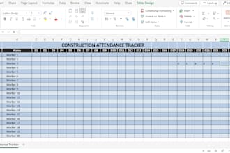 create a construction attendance tracker with auto warning system in excel