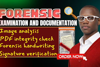 do forensic document analysis, examination, signature analysis, forensic report
