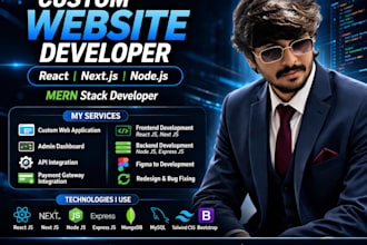 develop a custom website using react, next js and node js