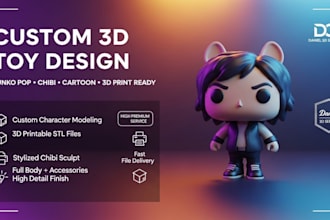 stylized 3d toy character custom funko pop chibi cartoon model for 3d printing