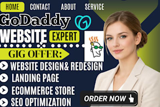 design or redesign godaddy website godaddy landing page website development