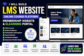 build lms website online course platform membership website and elearning portal