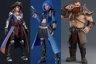 do 3d stylized character realistic 3d game character model for unity unreal game