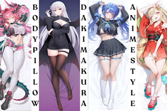 draw custom anime dakimakura body pillow sfw nsfw anime pillow cover vtuber oc