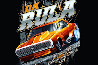 design high quality reaching car vintage logo with t shirt design