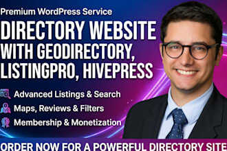 build wordpress directory website with geodirectory, listingpro, hivepress
