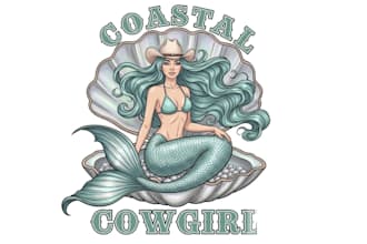 design high quality mermaid mascot logo with t shirt design