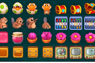 design low poly game UI icons,  ps1 style game item, and game interface assets