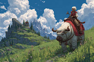 paint a character illustration in a fantasy world
