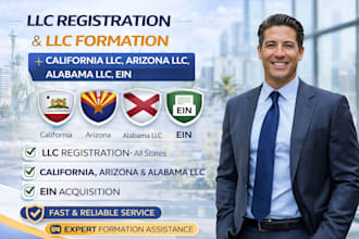 llc registration llc formation, california llc, arizona llc, alabama llc, ein