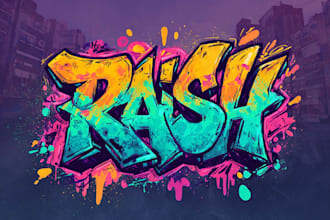 paint real graffiti art on the street wall
