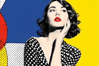 draw a retro pop art roy lichtenstein style