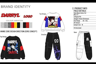 create fashion tech pack for streetwear, activewear jacket clothing flat sketch
