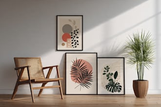 design printable minimal abstract wall art or line art