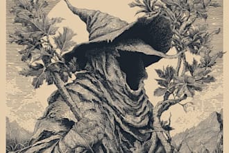 draw high quality linocut illustration for shirt design