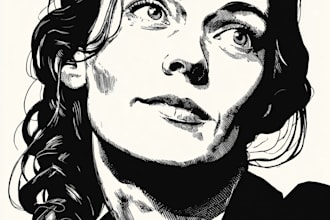 create linocut portrait illustration