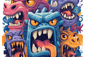 illustrate amazing custom graffiti, wall arts or murals