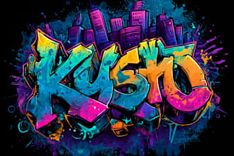 paint real graffiti art on the street wall