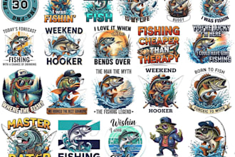 make unique funny fishing logo