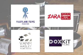 design hand drawn camera movie film production logo