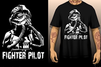 create vintage fighter pilot aircrafts logo t shirt design