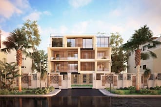 remodel3d terraced villa,2d technical drawing to 3d render,twin homes,cgi duplex