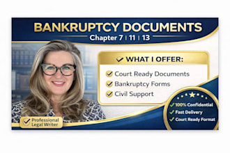 prepare chapter 7, 11, 13 bankruptcy court ready documents and forms