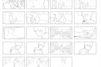 draw clean storyboard panel for film, ads, 2d animation, anime and video project