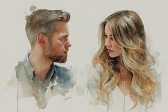 create amazing watercolor couple portraits
