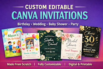 create custom editable invitation templates for canva templates digital products
