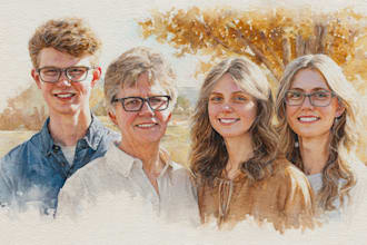 custom watercolor family portrait