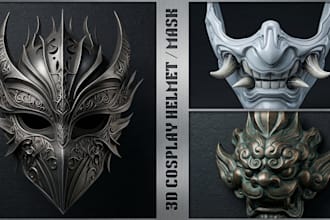 sculpt 3d printing cosplay mask armor helmet, 3d model design, wearable cosplay