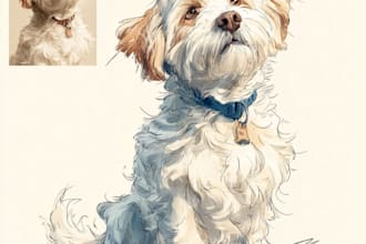create pet cartoon portrait illustration
