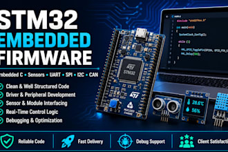 develop stm32 embedded c firmware for sensors, uart, spi, i2c and can
