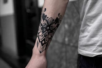 custom an abstract black tattoo design