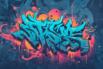 manually design graffiti street art canvas