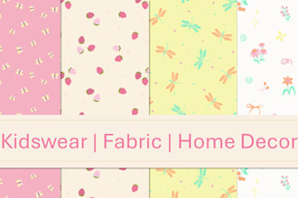 create cute seamless patterns for kids clothing and textiles