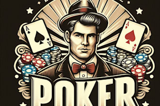 design high quality poker mascot logo with t shirt design