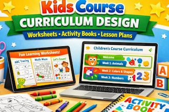 design kids course curriculum worksheets activity book lesson plan